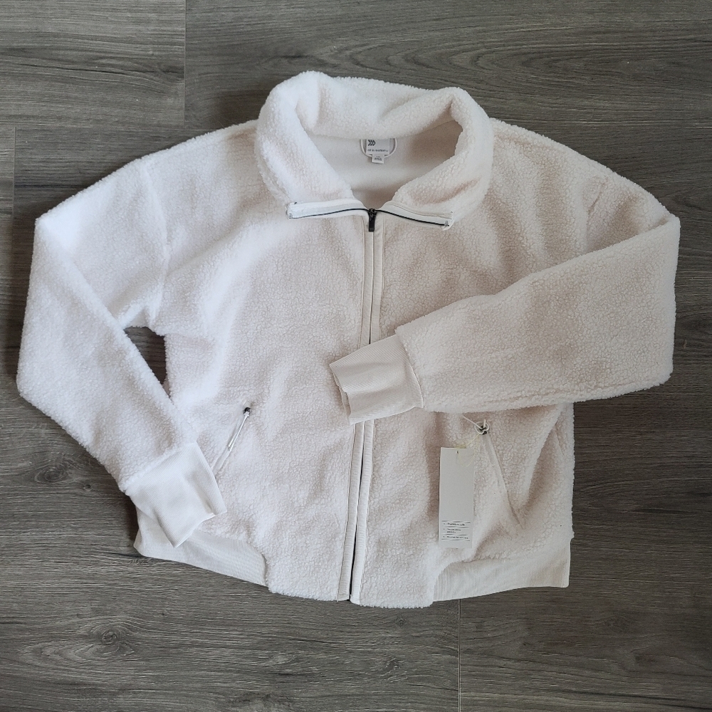 Women's XXL Cream Sherpa Cozy Soft Casual Fuzzy Jacket NEW